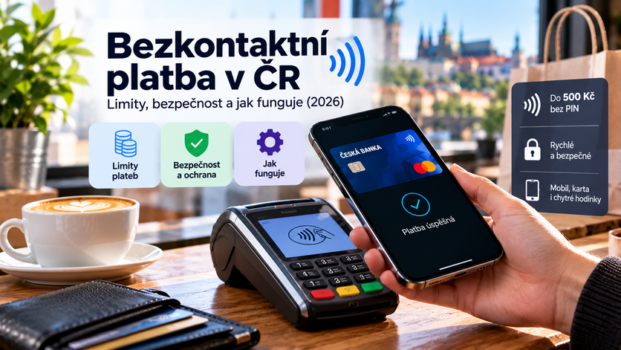 Bezkontaktní platba kartou, mobilem a hodinkami u terminálu